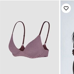 Savage X Fenty Striped Wireless Bra in Wine and Dark Burgundy